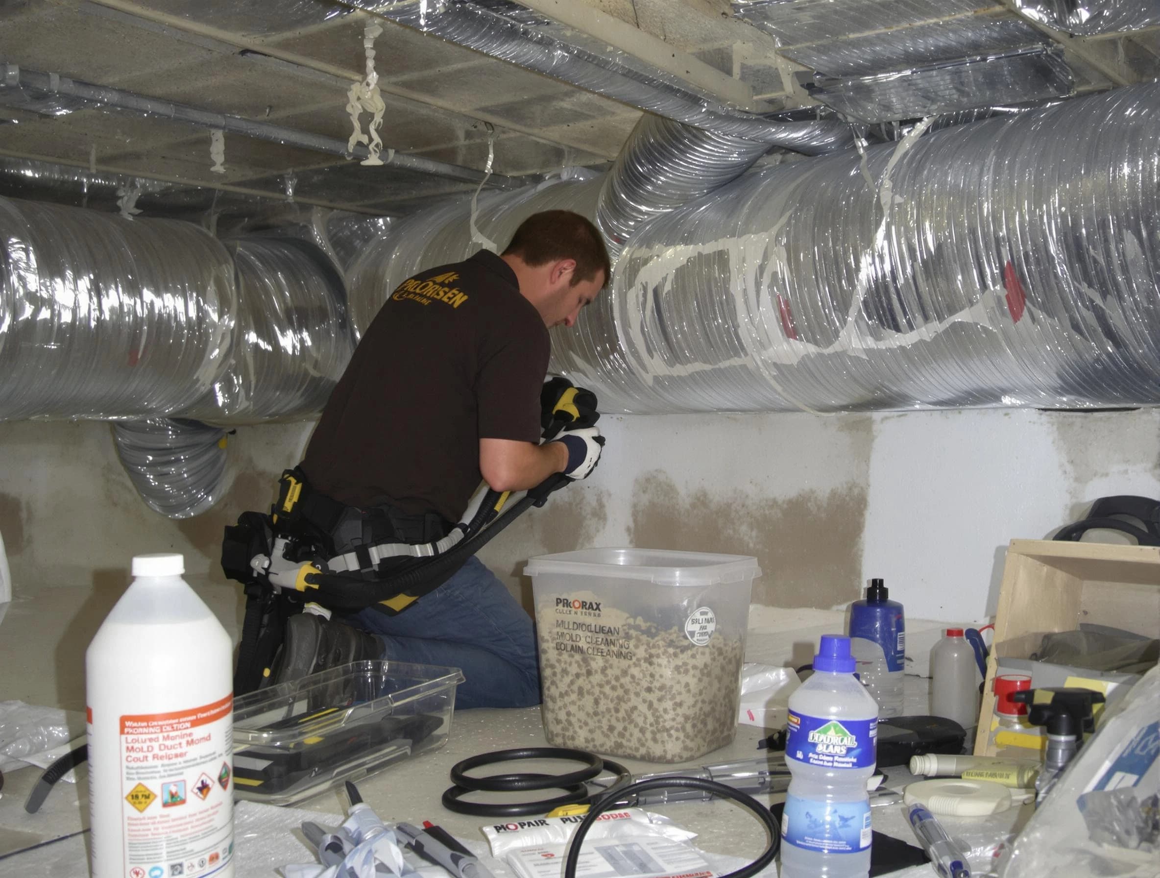 Milton Air Duct Cleaning specialist performing professional mold removal from air ducts in Milton