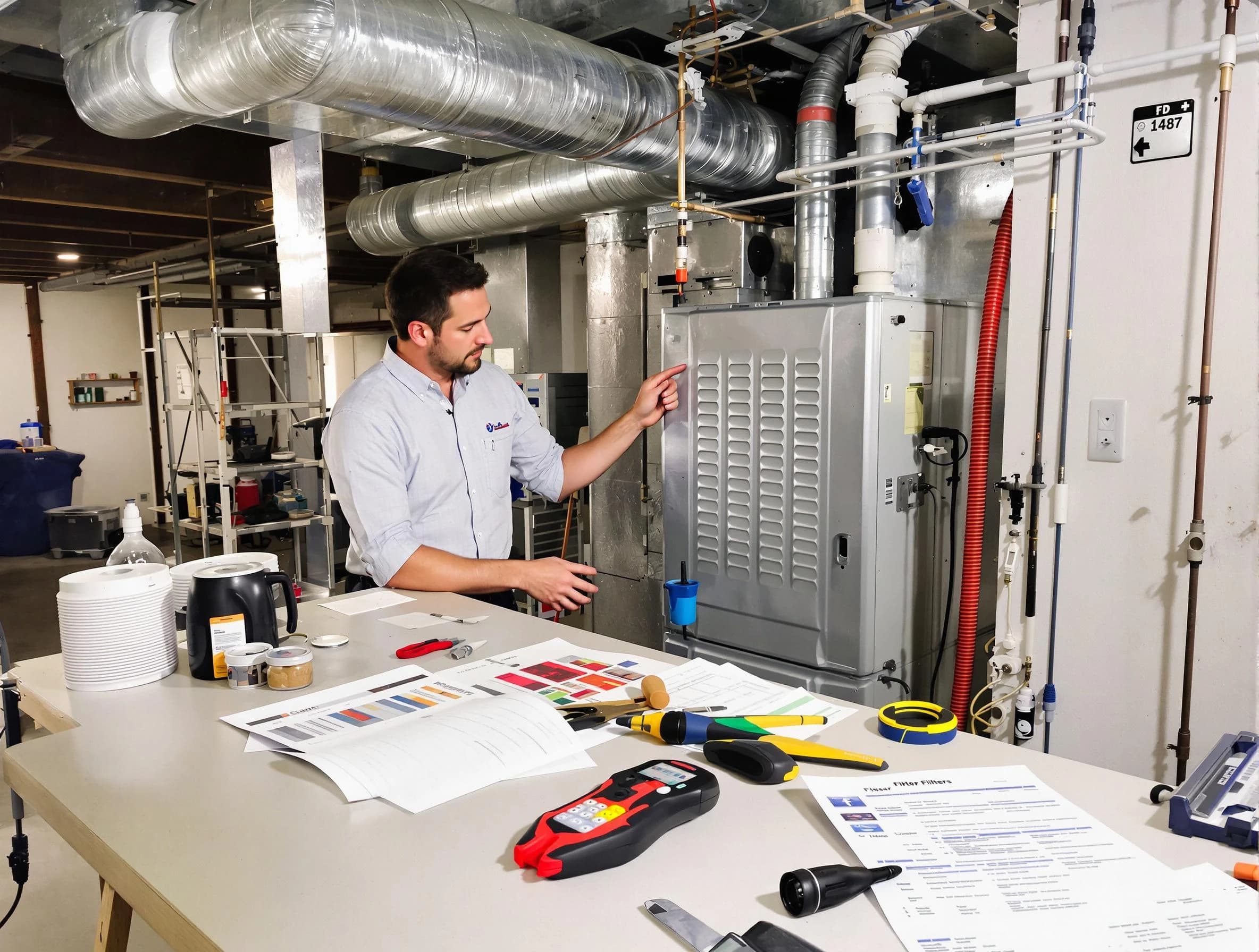 Milton Air Duct Cleaning inspector conducting detailed filter system evaluation using professional diagnostic tools in Milton