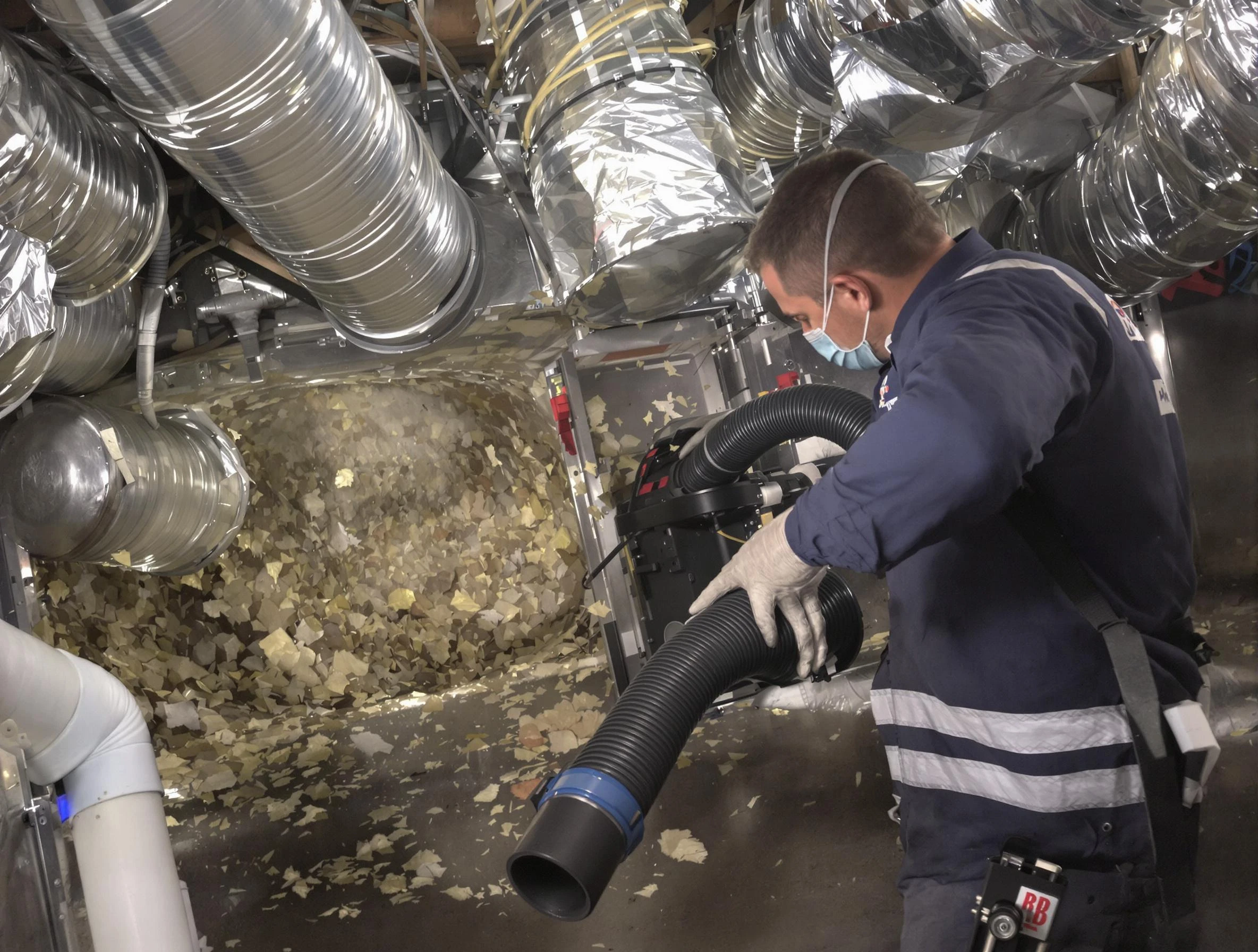 Milton Air Duct Cleaning specialist operating negative pressure cleaning equipment for thorough duct maintenance in Milton